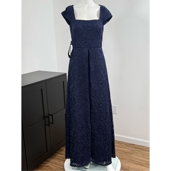 Kay Unger Claudia Pleated Lace Gown Size 4 $398 - Picture 3 of 9